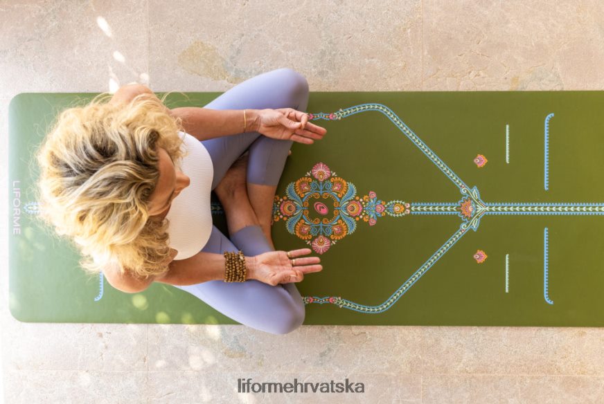 HPT6H1 Liforme pažljiva vrtna prostirka za jogu maslinasto/cvjetno prostirke za jogu